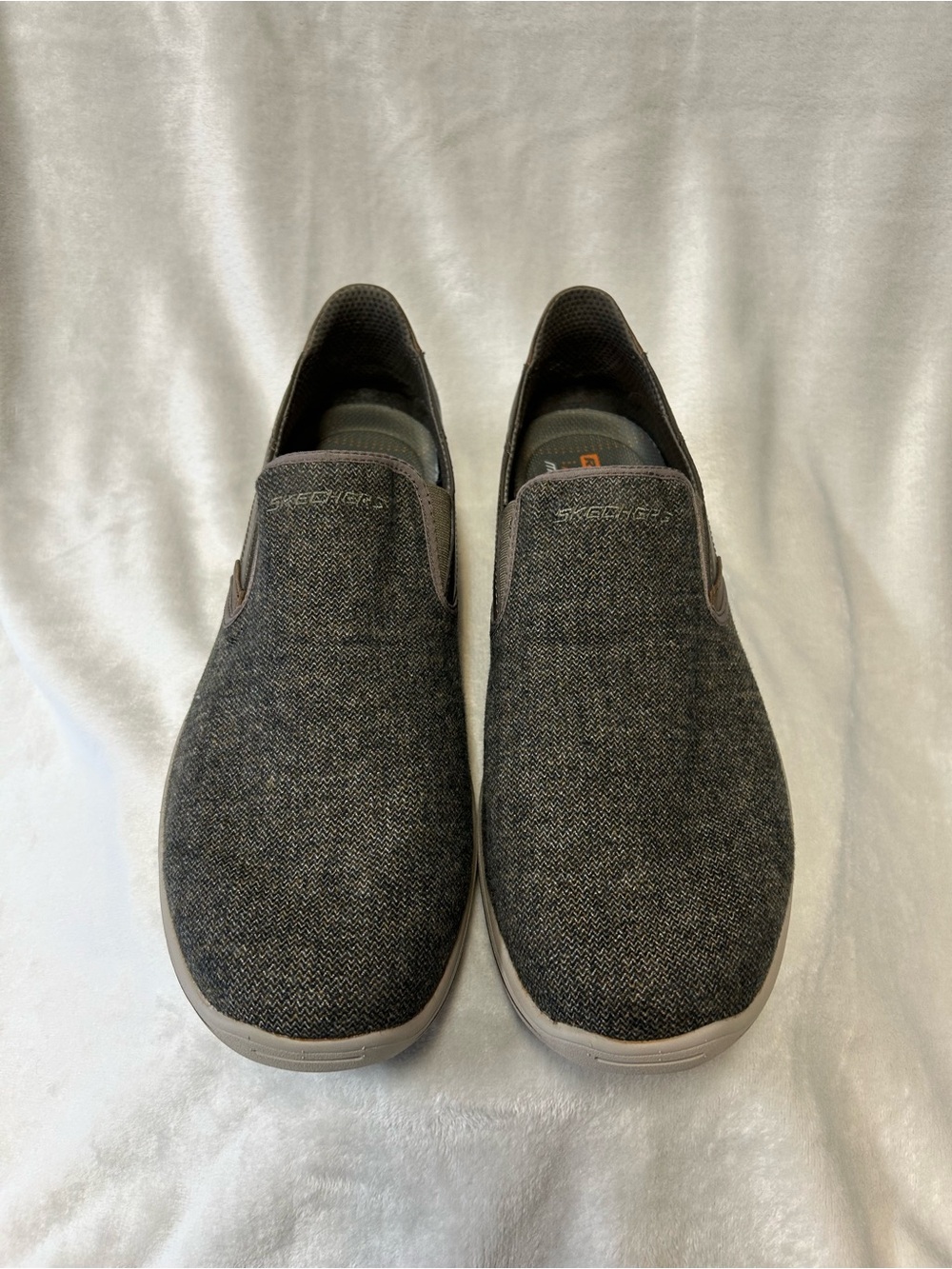 Skechers Men’s Charcoal With Brown Slip-On Casual Loafers 13.